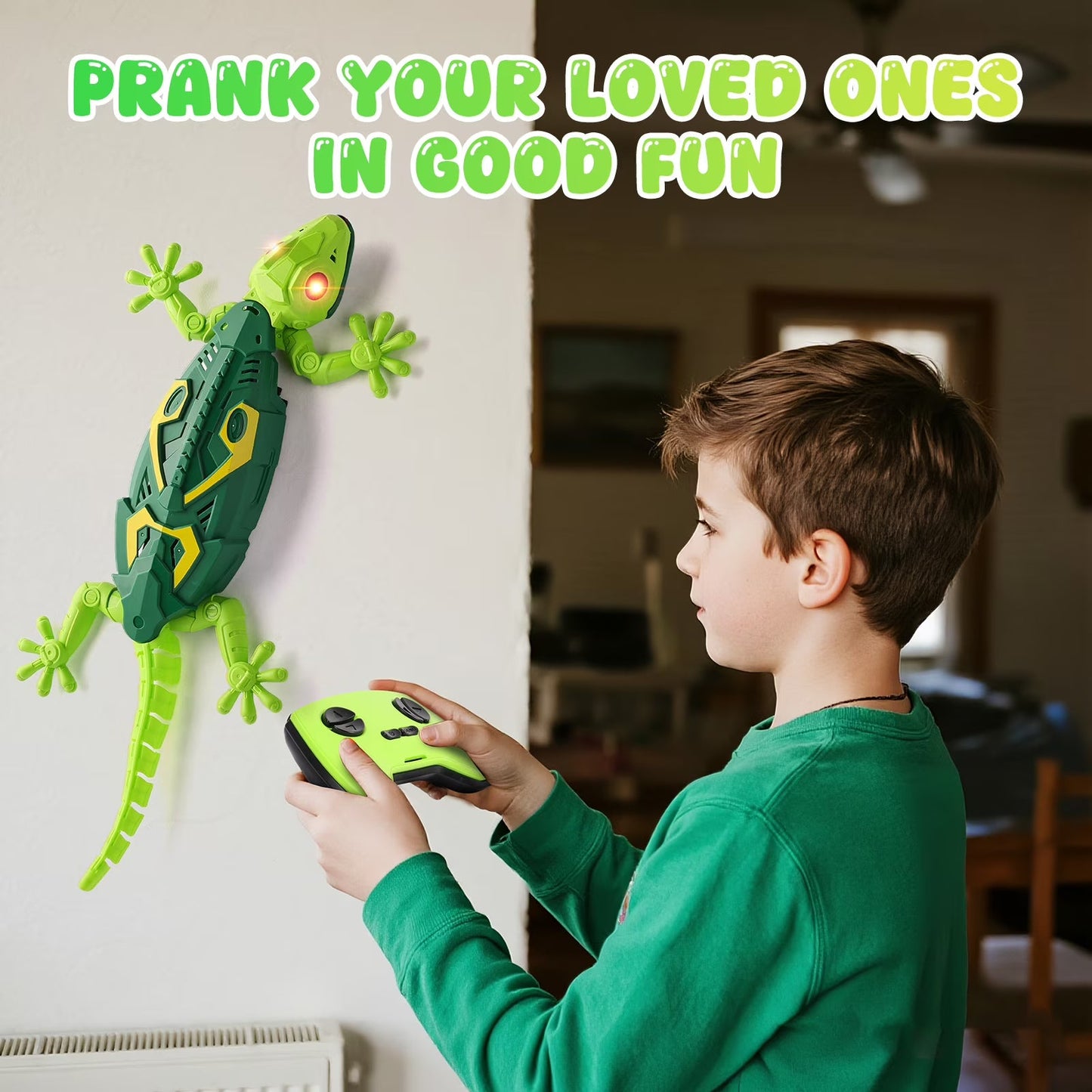 Wall Crawler Gecko, Remote Control Toy, Electric Lizard Toy with LED Glowing Eyes🦎