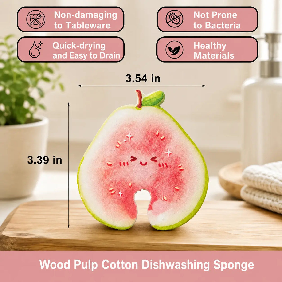 Compressed Cellulose Sponges - 3-Pack Fruit-Shaped Natural Pop-Up Kitchen Sponges🌍