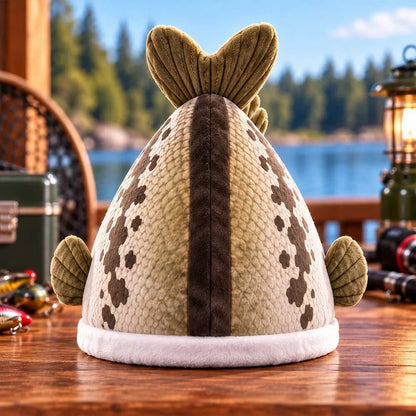 Bucketmouth Flapping Tail Plush Bass Fish Hat 🐟🎩