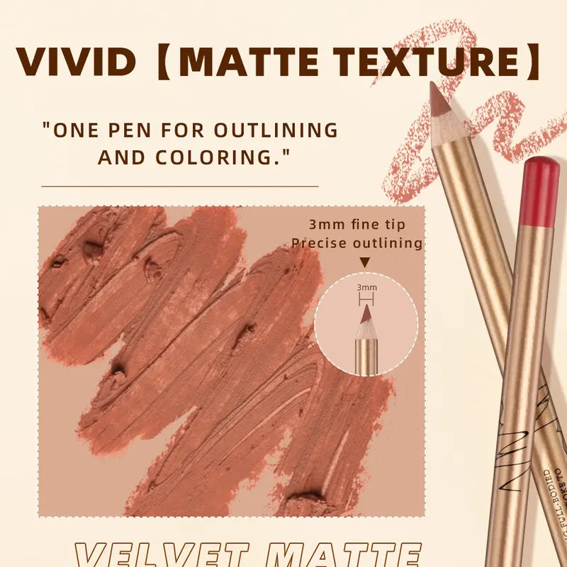 12 Pcs Matte Lip Liner Set with Sharpener, Blendable Lip Pencil💋