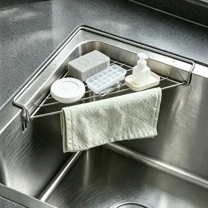 2PCS Stainless Steel Corner Sink Shelf with Triangular Open Wire Rack Design🍳