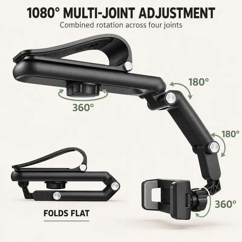Foldable Car Phone Holder for Sun Visor, Adjustable Arm with 360° Phone Rotation 🚗📱