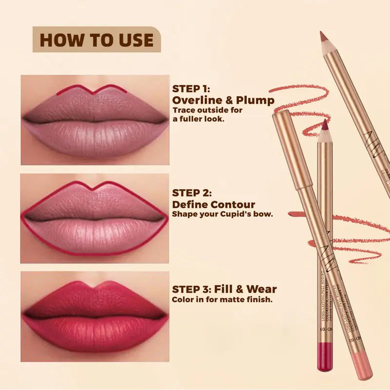 12 Pcs Matte Lip Liner Set with Sharpener, Blendable Lip Pencil💋