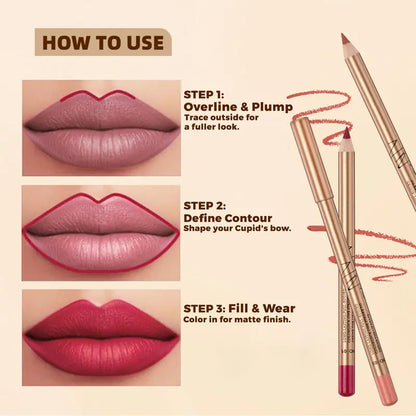 12 Pcs Matte Lip Liner Set with Sharpener, Blendable Lip Pencil💋