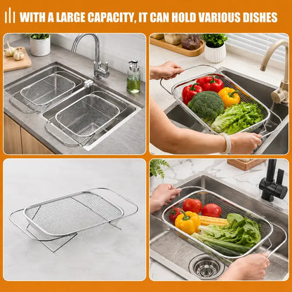 Stainless Steel Over-The-Sink Colander Strainer Basket🧺