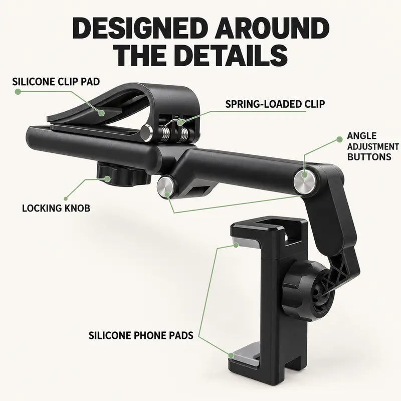 Foldable Car Phone Holder for Sun Visor, Adjustable Arm with 360° Phone Rotation 🚗📱