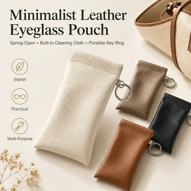 Soft PU Leather Sunglasses Pouch Elastic Opening Eyeglasses Bag🎒
