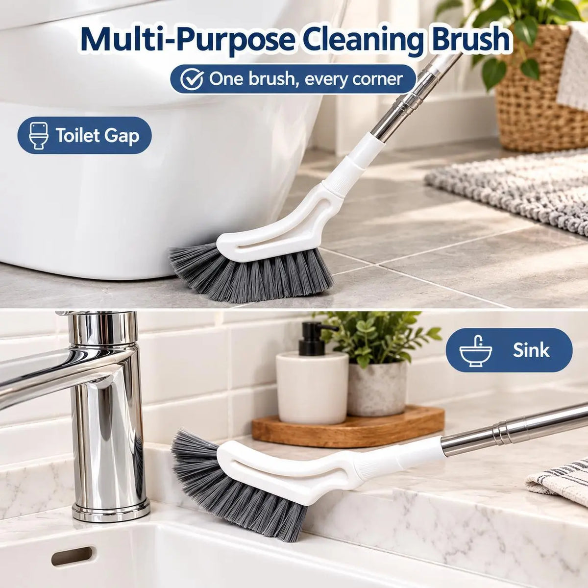 Adjustable Length Stainless Steel Telescopic Long Handle Crevice Cleaning Brush🧼