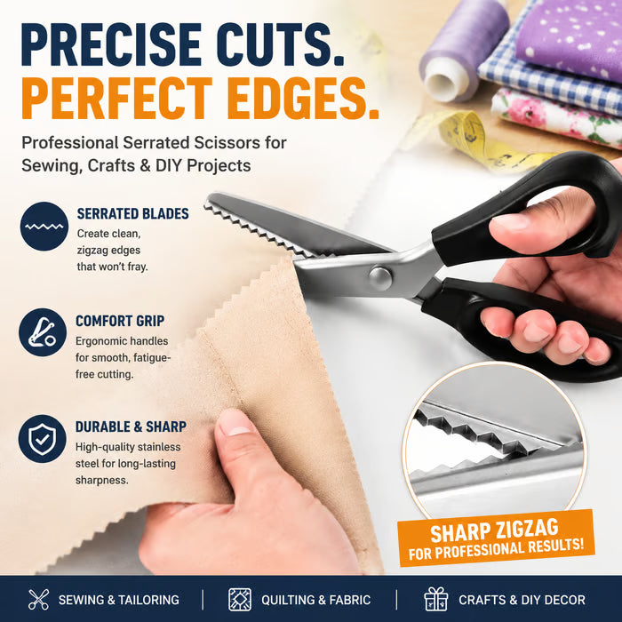 Stainless Steel Zig Zag Scissors with Serrated Teeth - Perfect for DIY Crafts✂️ ✨