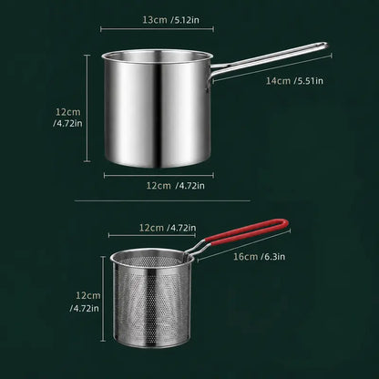 3Pcs Stainless Steel Deep Fryer Set,Rust-Resistant Portable Cookware for Home Kitchen Chips, Chicken Wings🍳🍟