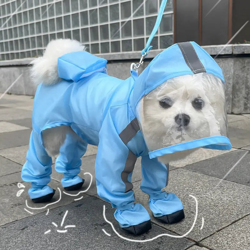 Waterproof 4-Leg Dog Raincoat with Hood & Attached Boots 🐶