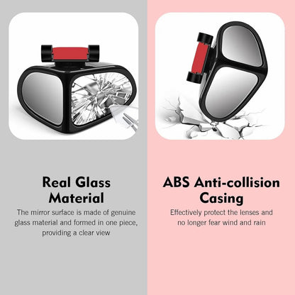 360° Rotatable Car Blind Spot Mirror Dual‑Lens Real Glass ABS Housing Adhesive🚗