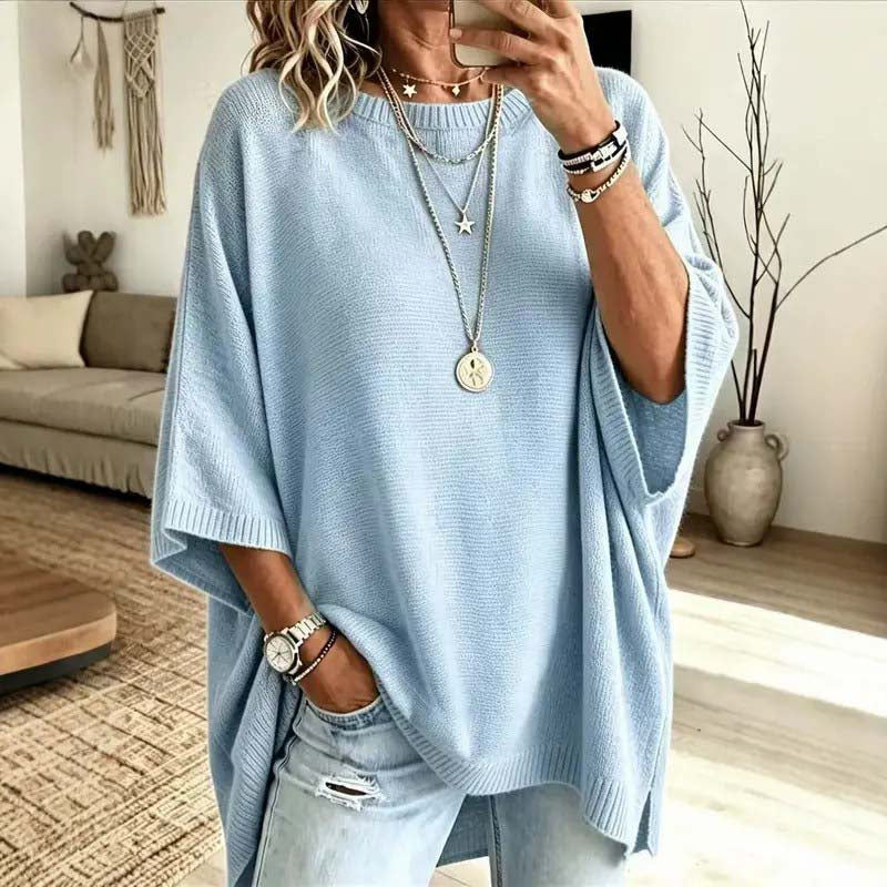 Loose-Fitting, Solid-Color, Casual Knit Sweater for Women, Perfect as An Outer Layer 👚