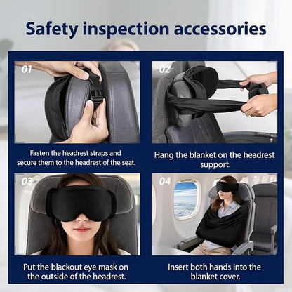 3-in-1 Airplane Sleep Support System - Carry On-Friendly Travel Bedding Accessory Set ✈️