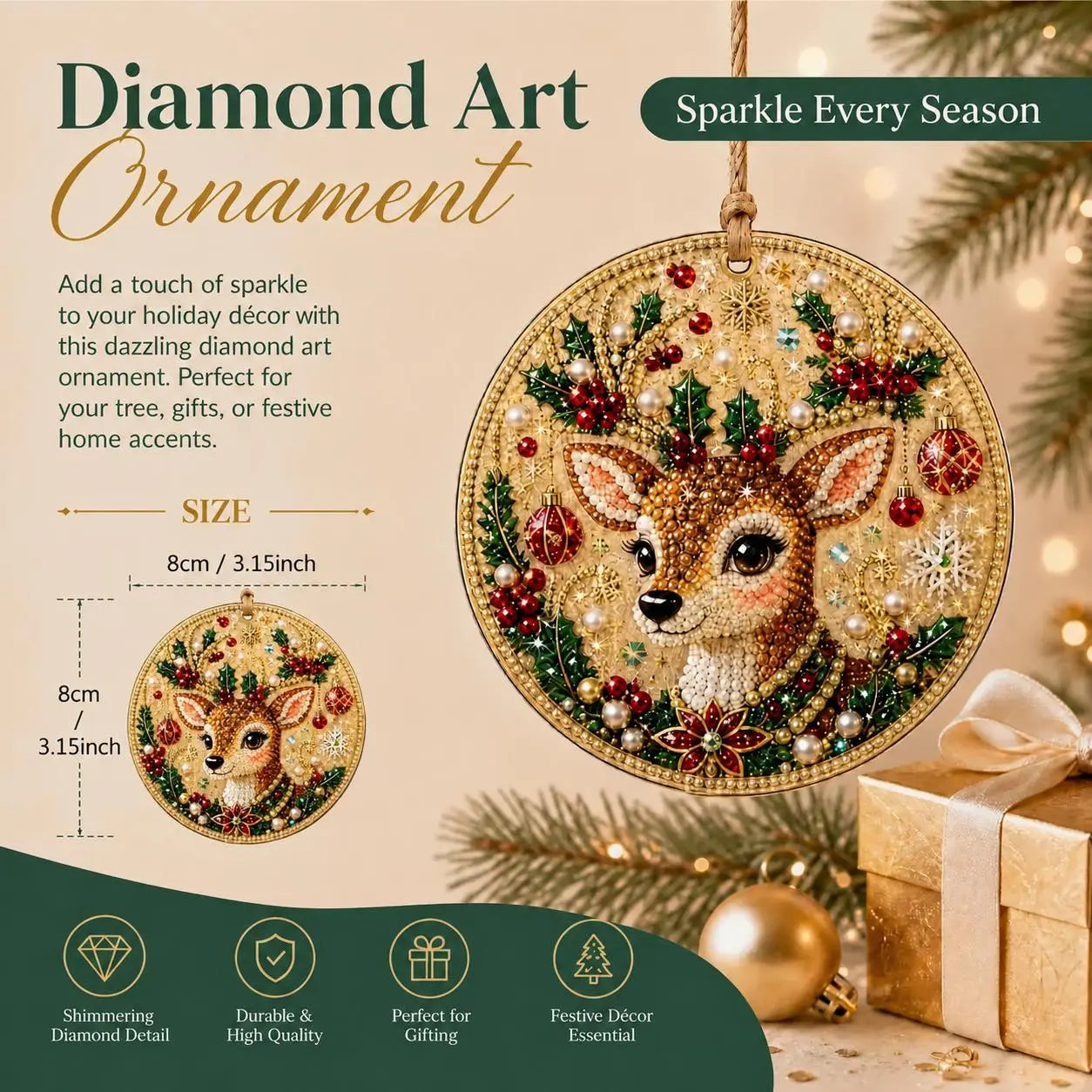 6Pcs/12Pcs Christmas DIY Diamond Painting Ornaments Kit, Xmas Tree Hanging Pendant🎄