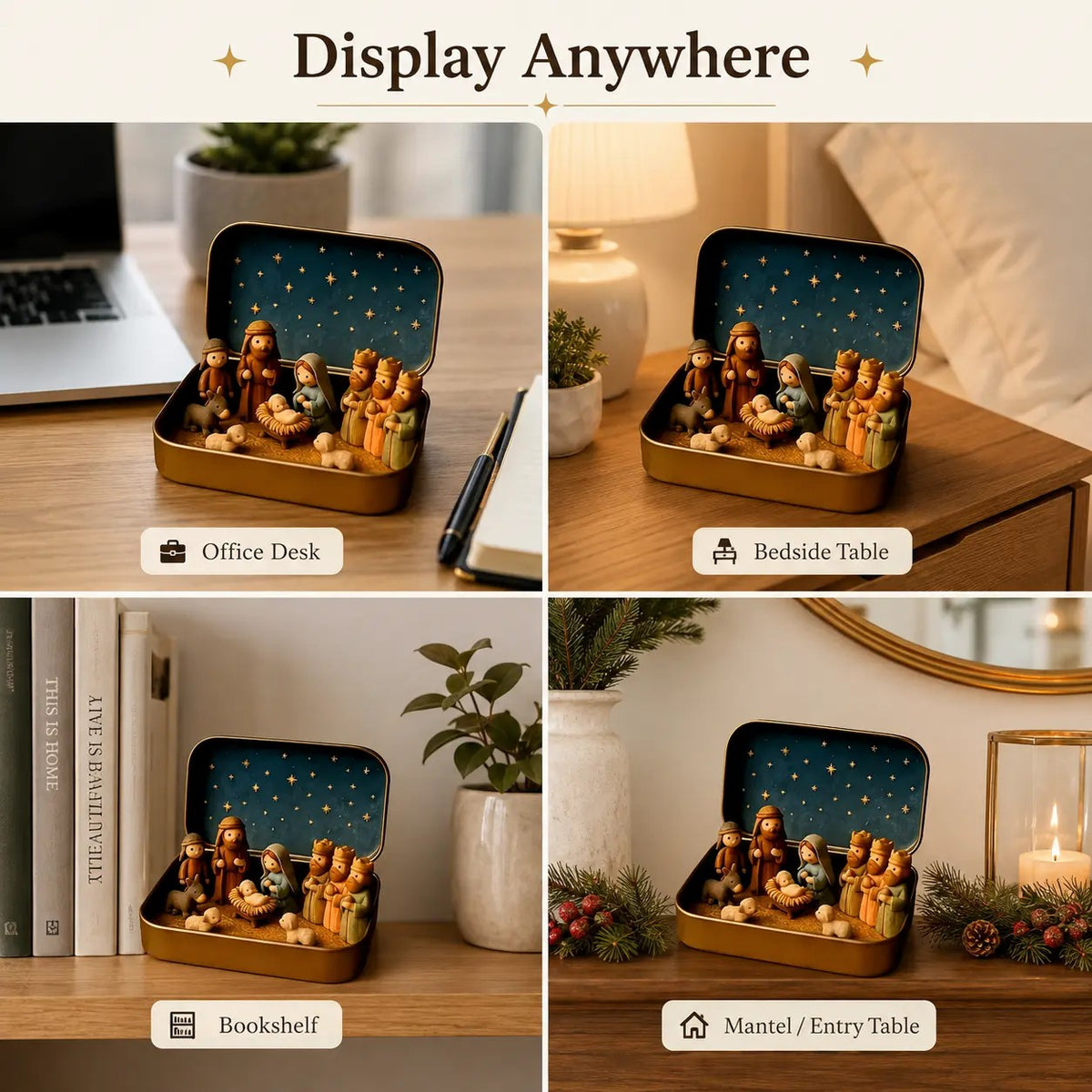 Religious Pocket-Size Mini Nativity Scene Set with Storage Box🎁
