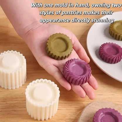 2PCS Sunflower-Patterned Round Hand-Press Mooncake Mold, French-Style Lace Pastry Mold🥮