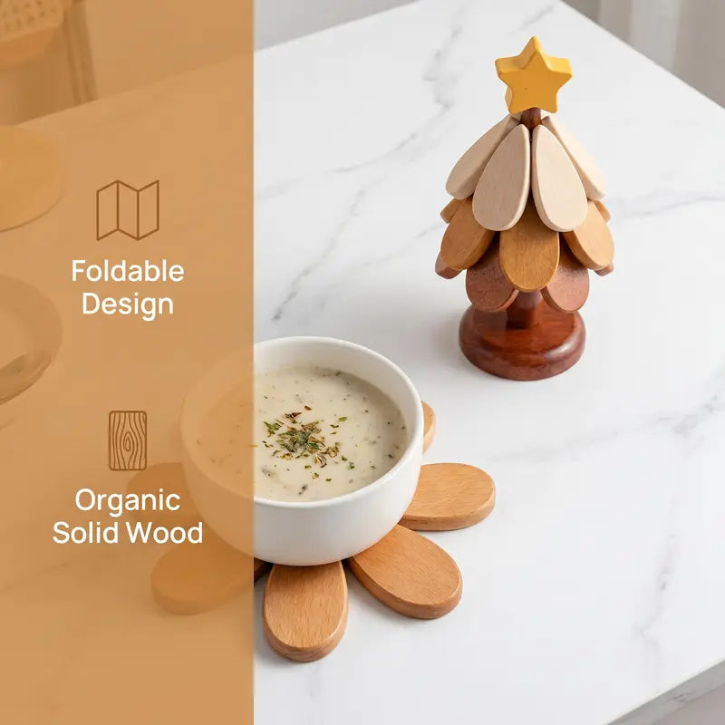 Wooden One Tree Solid Wood Coaster, Desktop Insulation Cup Mat, Festival Christmas Decor & Gift🌳