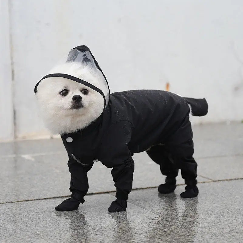 Waterproof 4-Leg Dog Raincoat with Hood & Attached Boots 🐶