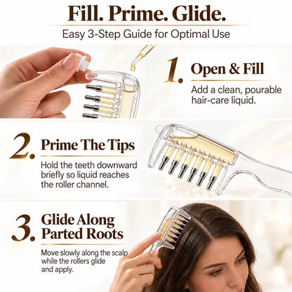 Scalp Oil Applicator Comb, Refillable Hair Treatment Bottle with Massage Comb 💆‍♀️