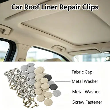 50 Pack Car Roof Headliner Repair Buttons, Fabric Covered Retainer Screws🪡