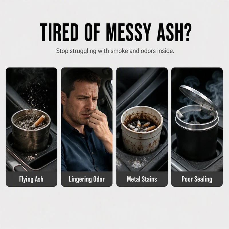 Rotating Sealed Lid Car Ashtray Odor Resistant Auto Cigarette Ashtray Fits Vehicle Cup Holder🚗