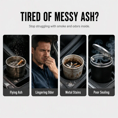 Rotating Sealed Lid Car Ashtray Odor Resistant Auto Cigarette Ashtray Fits Vehicle Cup Holder🚗