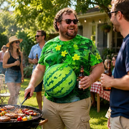 Funny Men's Watermelon Graphic T-Shirt, Fruit Print Summer Tee🍉