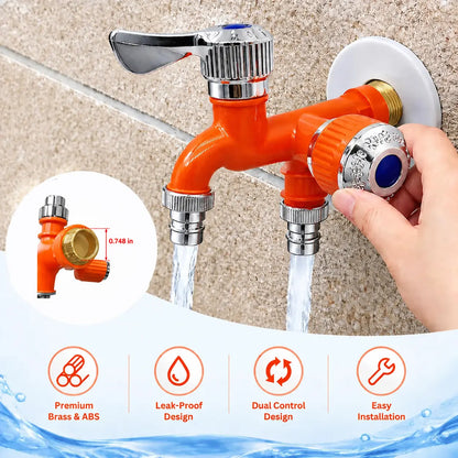 Dual Outlet Washing Machine Plastic Faucet, 1 In 2 Out Water Plastic Tap🚰