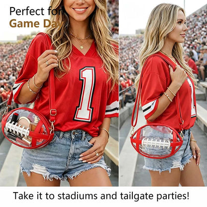 Clear Football Shaped Crossbody Bag Transparent PVC Stadium Approved Game Day Bag 🏈