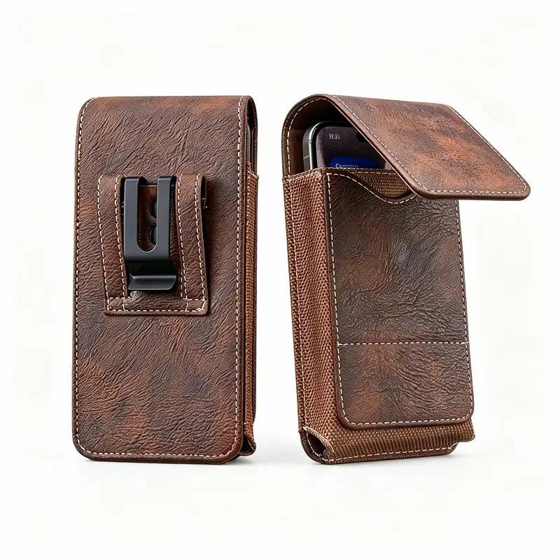 Men's Waist Phone Pouch with Card Slot, Magnetic Lock & Metal Belt Clip📱