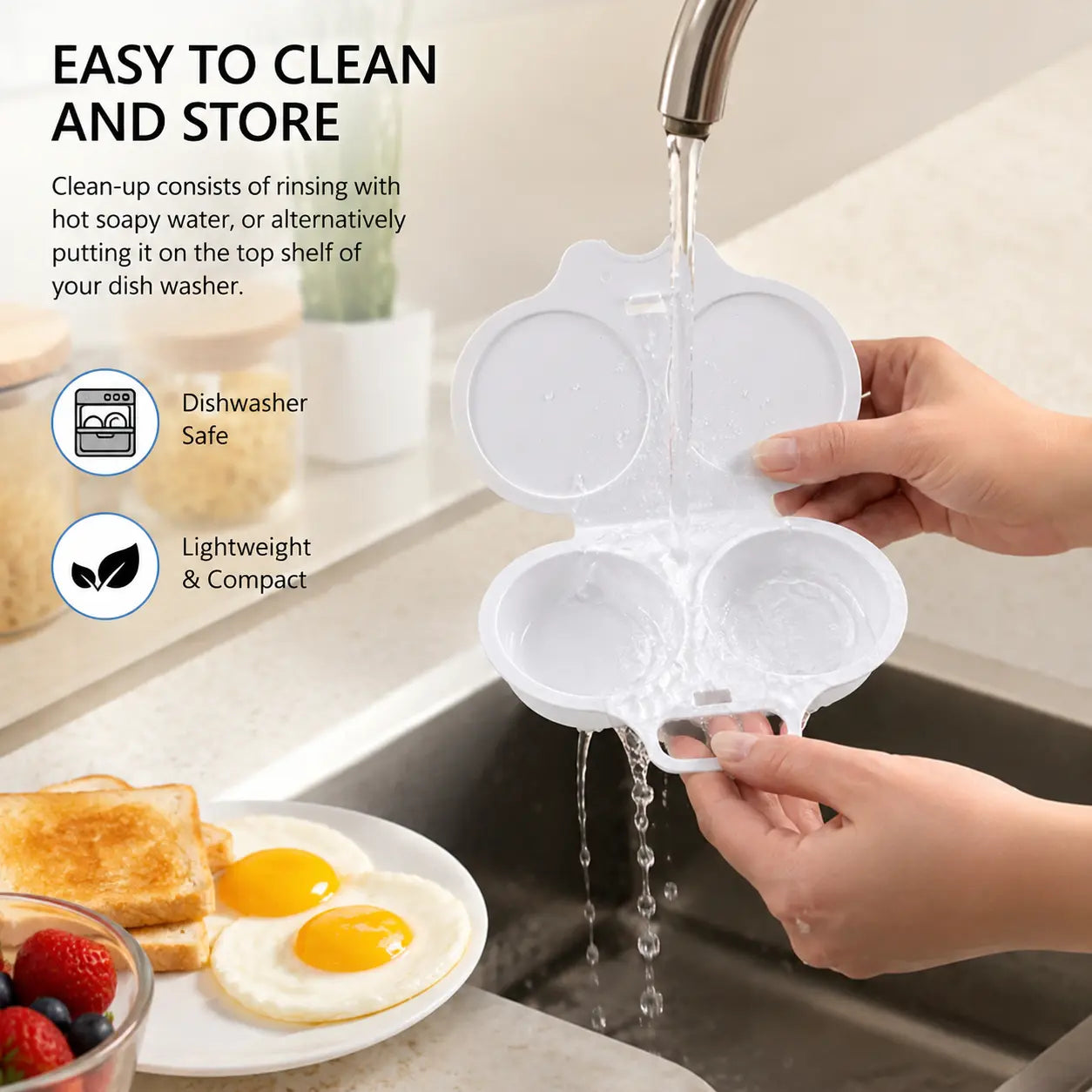 2-Pack Easy-To-Clean Microwave Omelette Maker, Multifunctional Egg Poacher, Non-Stick🍳