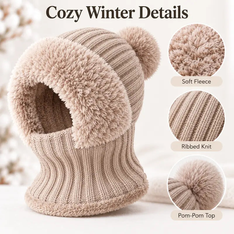 Girls' 3-in-1 Fleece Winter Balaclava - Keep Warm Face Covers & Mask 👧❄️