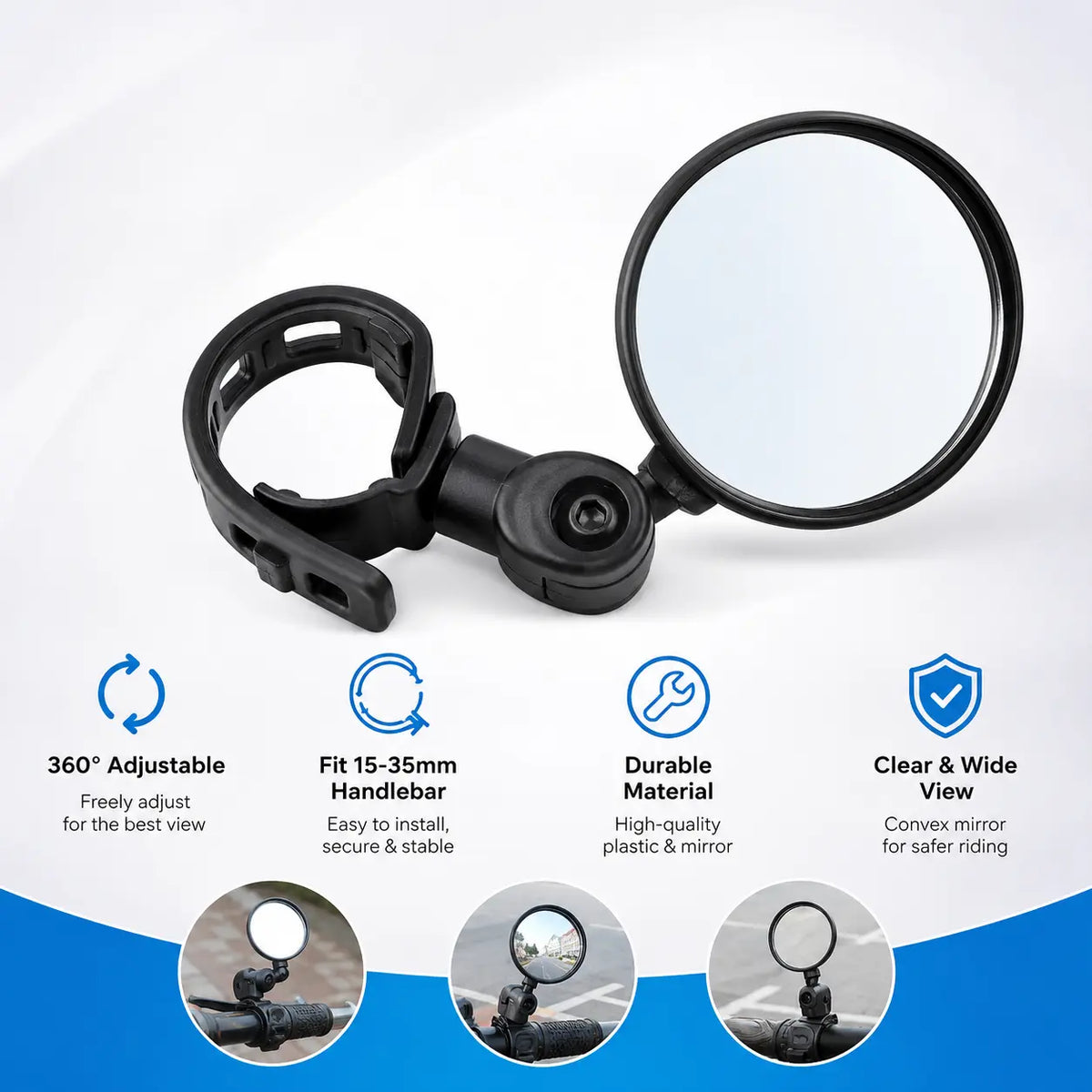2 Counts, Bicycle Handlebar Convex Rearview Mirror, Multi-angle Adjustable Shatter Resistant🚲