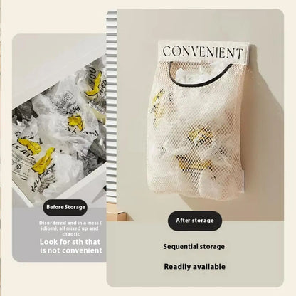 Grocery Garbage Bag Holder Trash Bag Dispenser Sticky Wall Mounted Mesh🛒