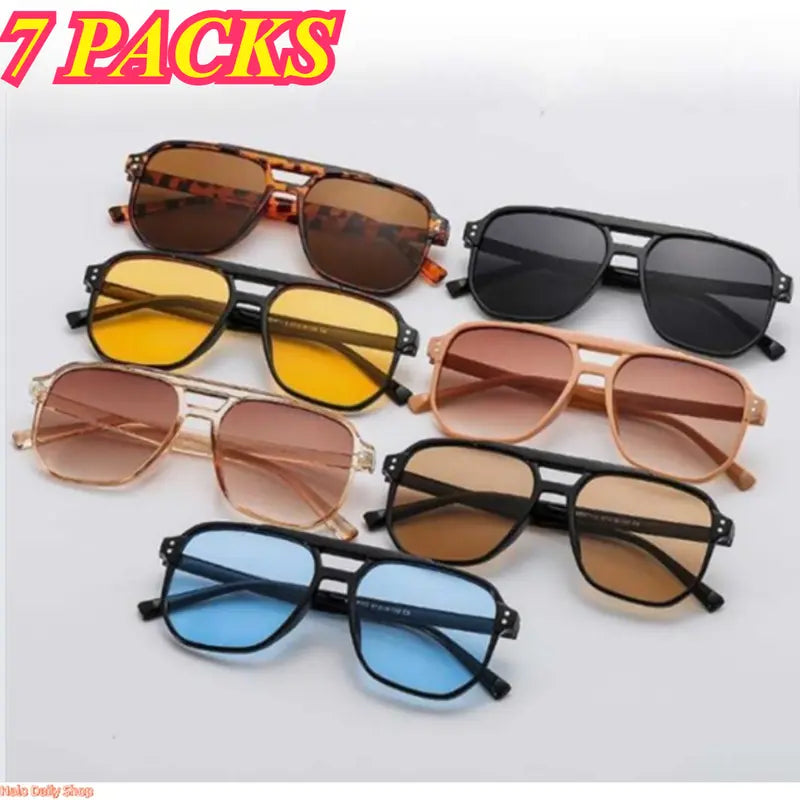 Women's Polarized Sunglasses Set - Y2K Unisex Double Bridge Aviator🕶️