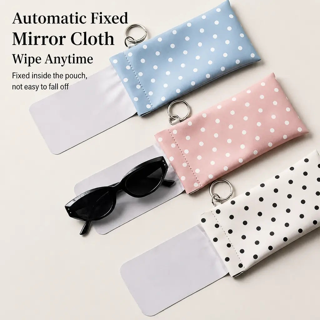 Soft PU Leather Sunglasses Pouch Elastic Opening Eyeglasses Bag🎒