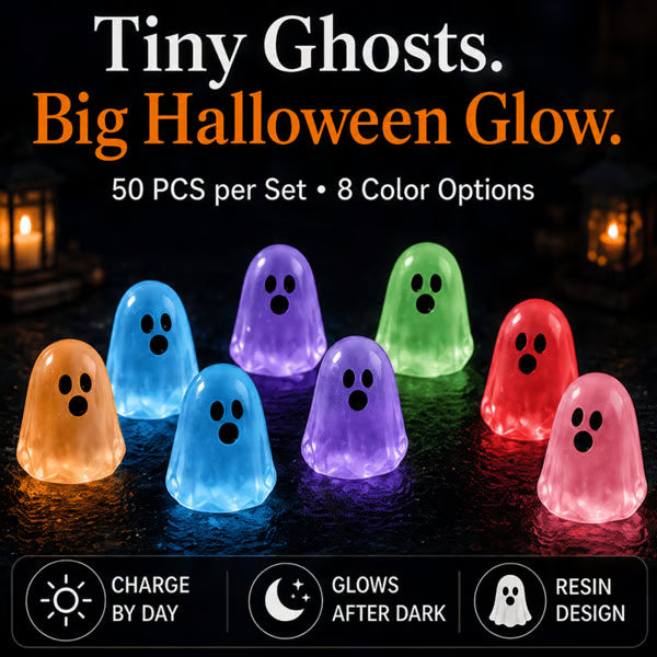 Glow In Dark Cute Ghost Resin Bead Set, Random Pattern Luminous Decorative Charms👻