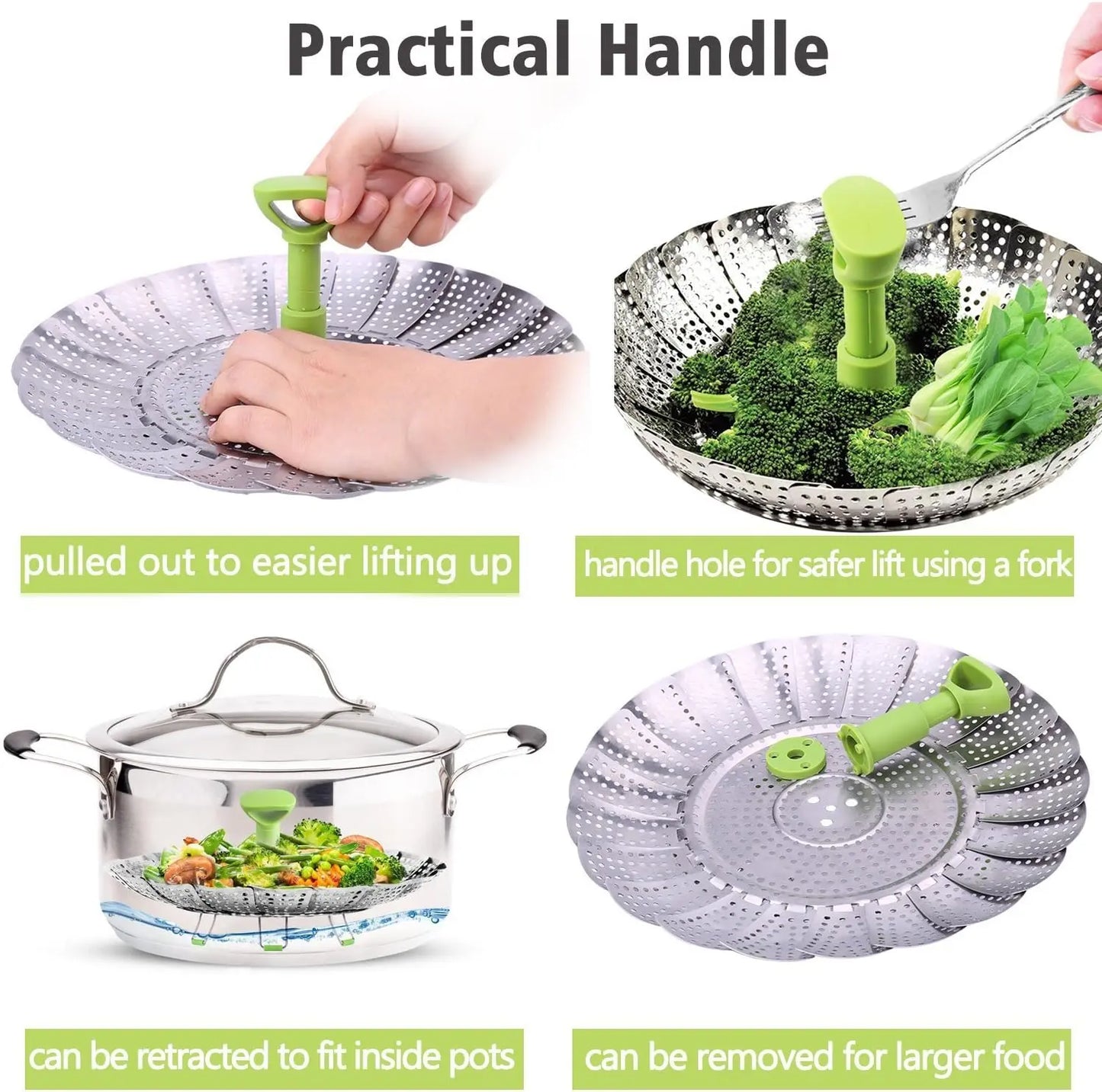 Vegetable Steamer Basket for Cooking Food, Stainless Steel Veggie Steam Basket🍲