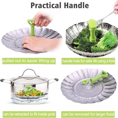 Vegetable Steamer Basket for Cooking Food, Stainless Steel Veggie Steam Basket🍲