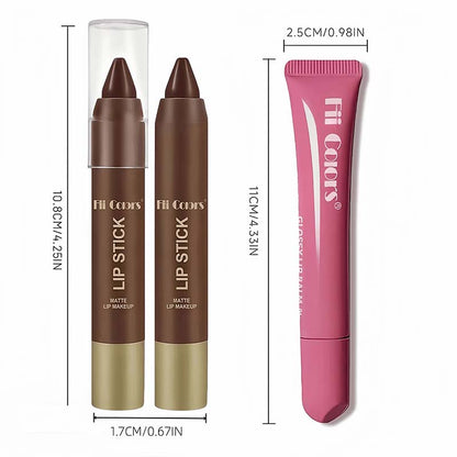 Matte Lip Liner & Moisturizing Lip Oil Cosmetic Set - Precise, Alcohol-Free Makeup Product💋