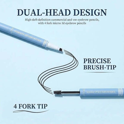 2-in-1 Waterproof Micro-Fork Eyebrow Pen-Tinted Gel Cosmetic, Long-Lasting Brow Styling Tool🖊️