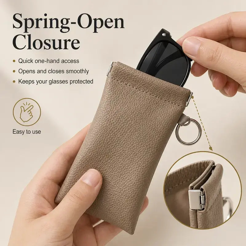 Soft PU Leather Sunglasses Pouch Elastic Opening Eyeglasses Bag🎒
