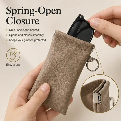 Soft PU Leather Sunglasses Pouch Elastic Opening Eyeglasses Bag🎒