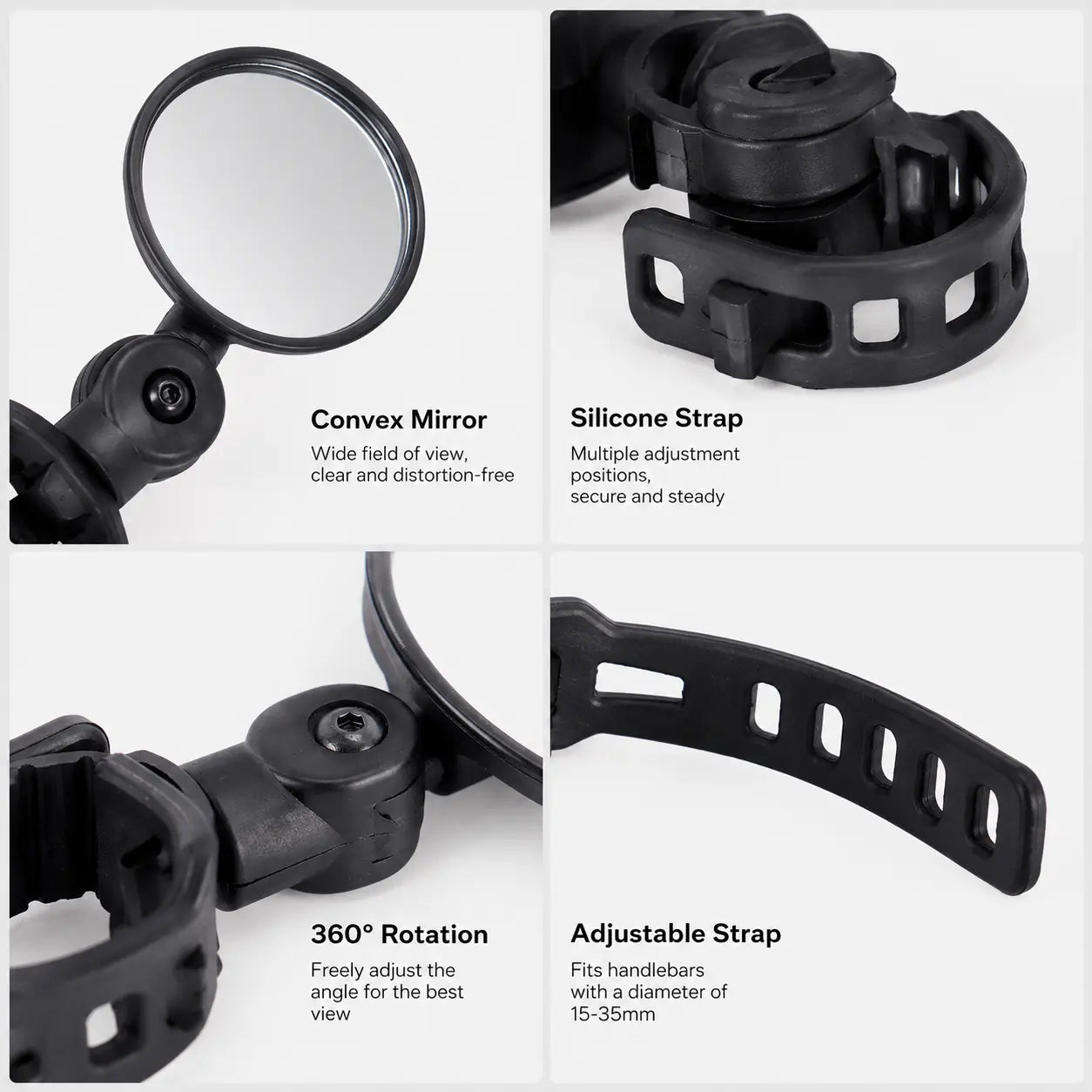 2 Counts, Bicycle Handlebar Convex Rearview Mirror, Multi-angle Adjustable Shatter Resistant🚲