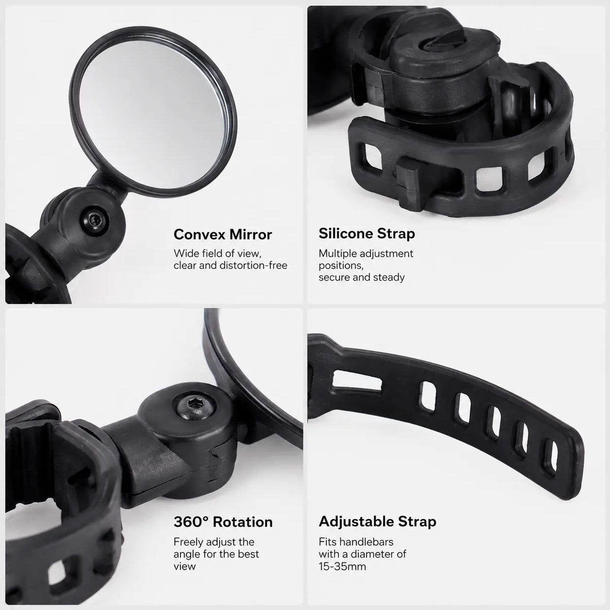 2 Counts, Bicycle Handlebar Convex Rearview Mirror, Multi-angle Adjustable Shatter Resistant🚲