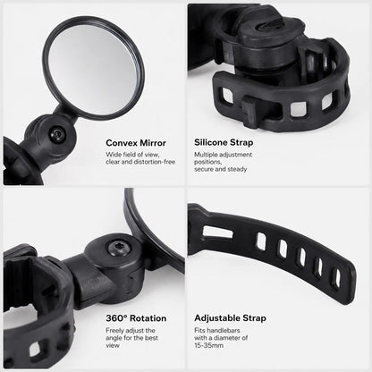 2 Counts, Bicycle Handlebar Convex Rearview Mirror, Multi-angle Adjustable Shatter Resistant🚲