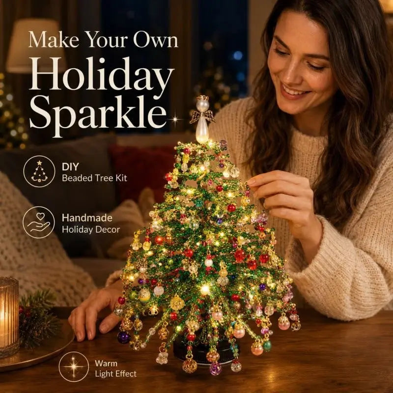 DIY Beaded Christmas Tree Kit, Hand‑Made Mini Crystal Bead Xmas Tree Craft Set🎄✨
