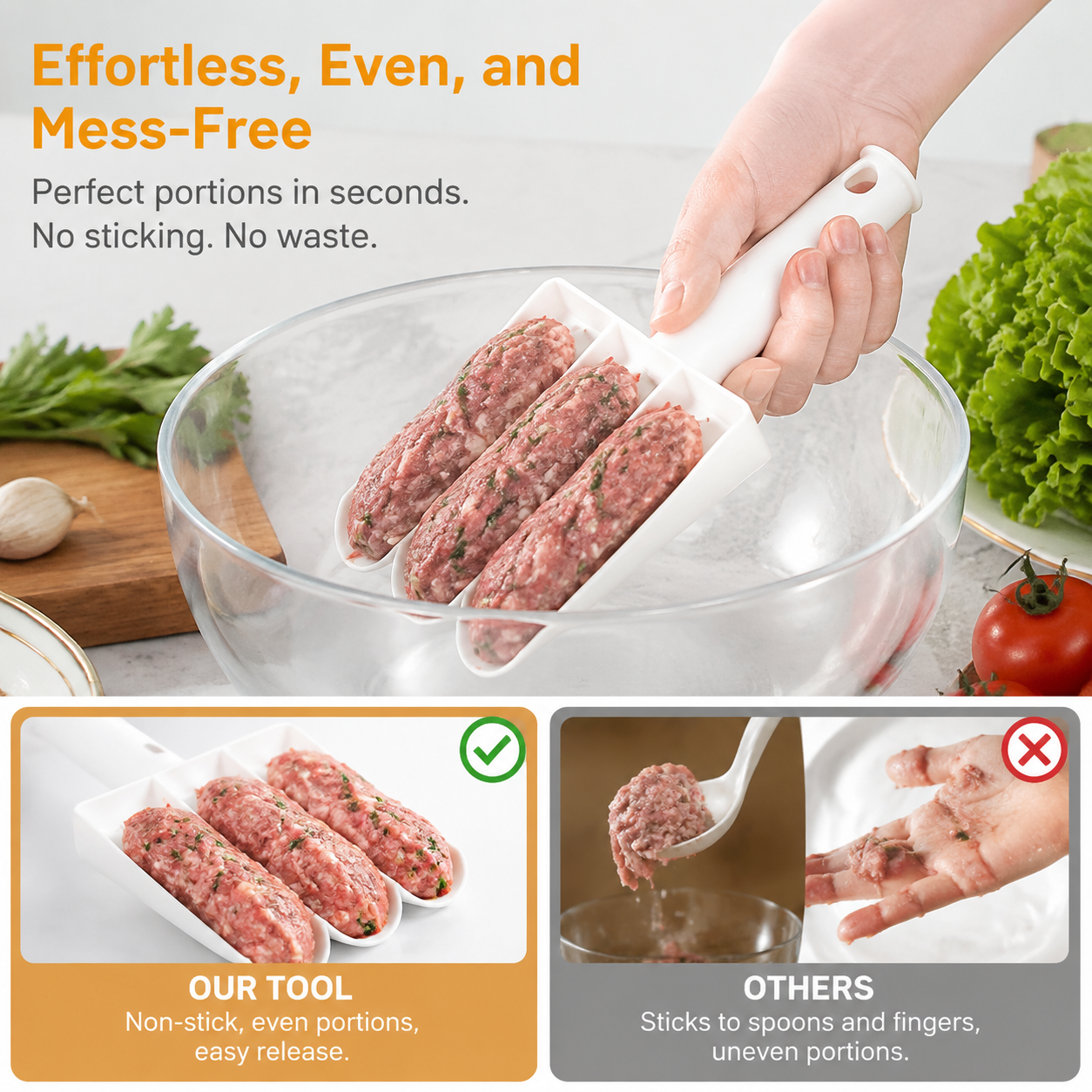 Creative Kitchen Triple Meatball Maker, Meatball Shaper Kitchen Triple Meat Tenderiser Meat Baller🥣