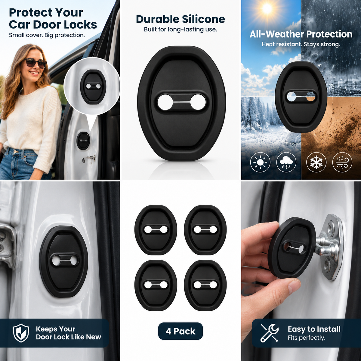 4 Counts Door Latch Lock Cover, Experience seamless installation with our self-adhesive design 🚗